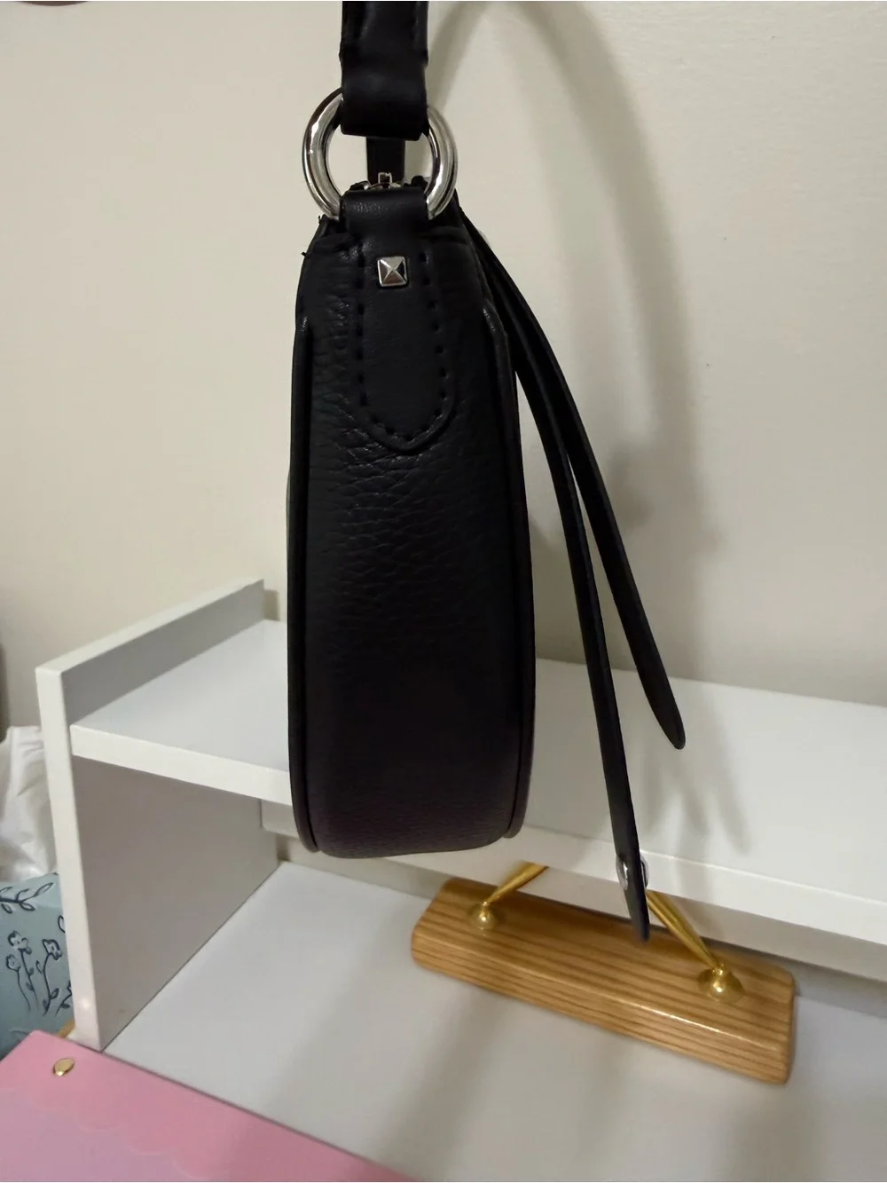 Michael Kors Dover Black Pebbled Leather Hobo Shoulder Bag